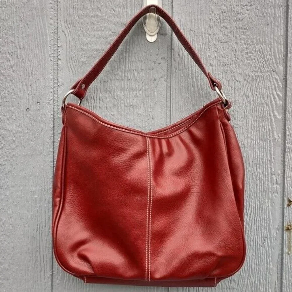 Vintage Nine West Faux Leather Hobo Bag Tassel Red Southwest‎ Shoulder Bag